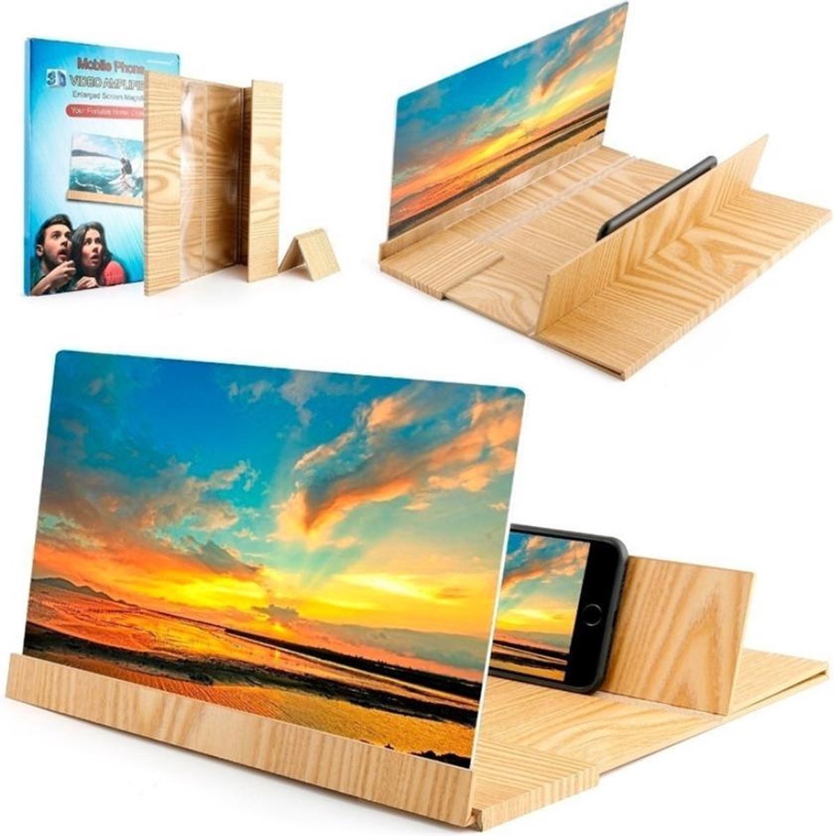 DrPhone Mega Screen WOOD - 12 Inch HD - 3D Vergrootscherm Enlarged Screen Smartphones - Universeel