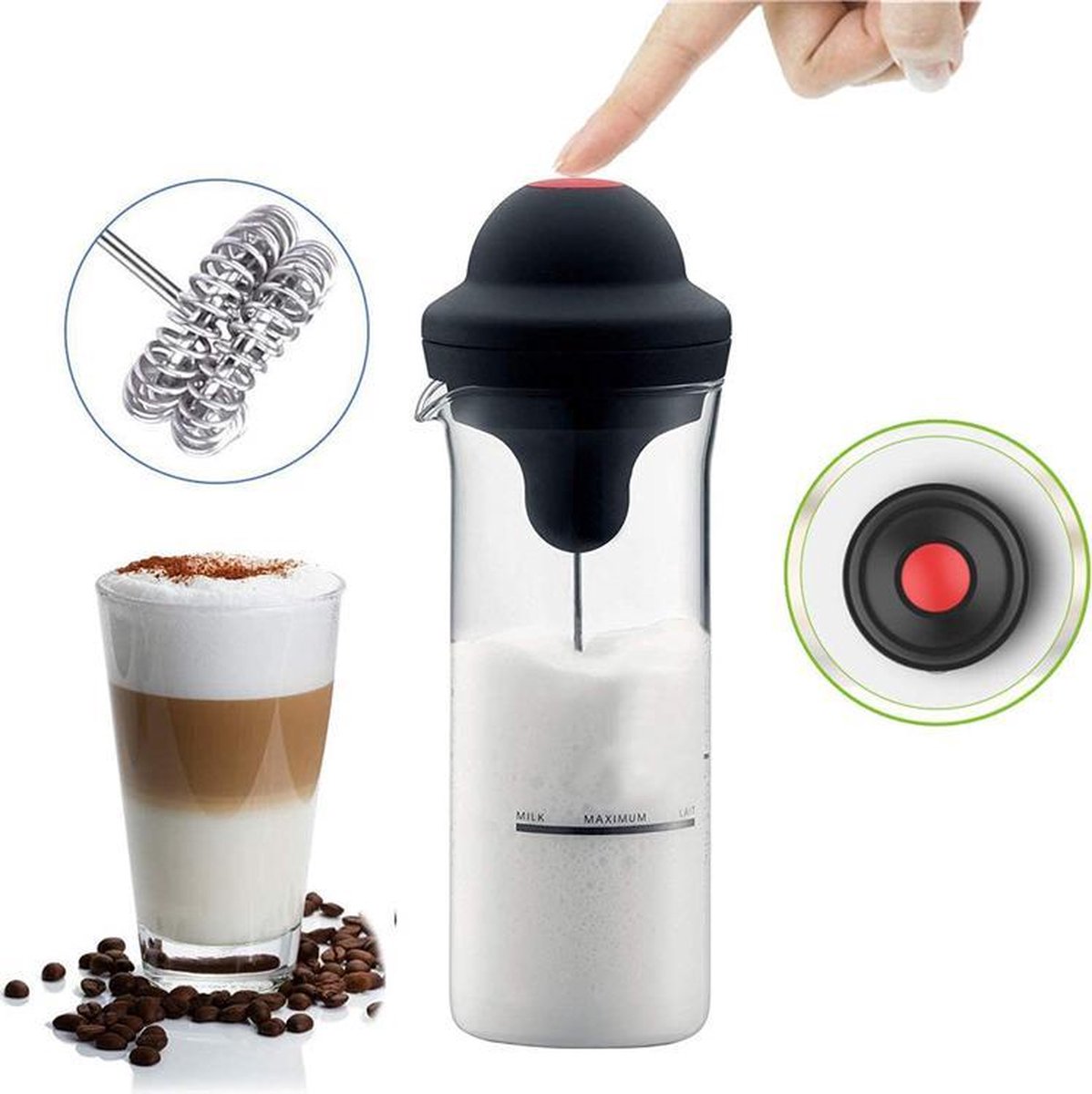 Usta® - Melkopschuimer - Draadloos Melk Opschuimer voor Cappuccino en Latte Macchiato - BPA Vrij - Roestvrijstaal - Geschikt voor alle soorten Melk - Opschuimen en Verwarmen