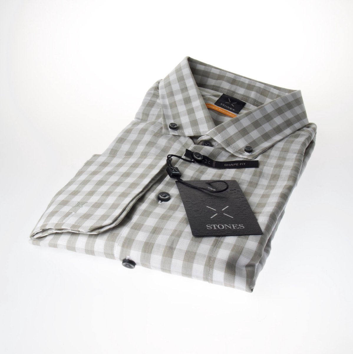 Stones Casual Overhemd – Heren – Olijf / Wit Geblokt - Maat 3XL