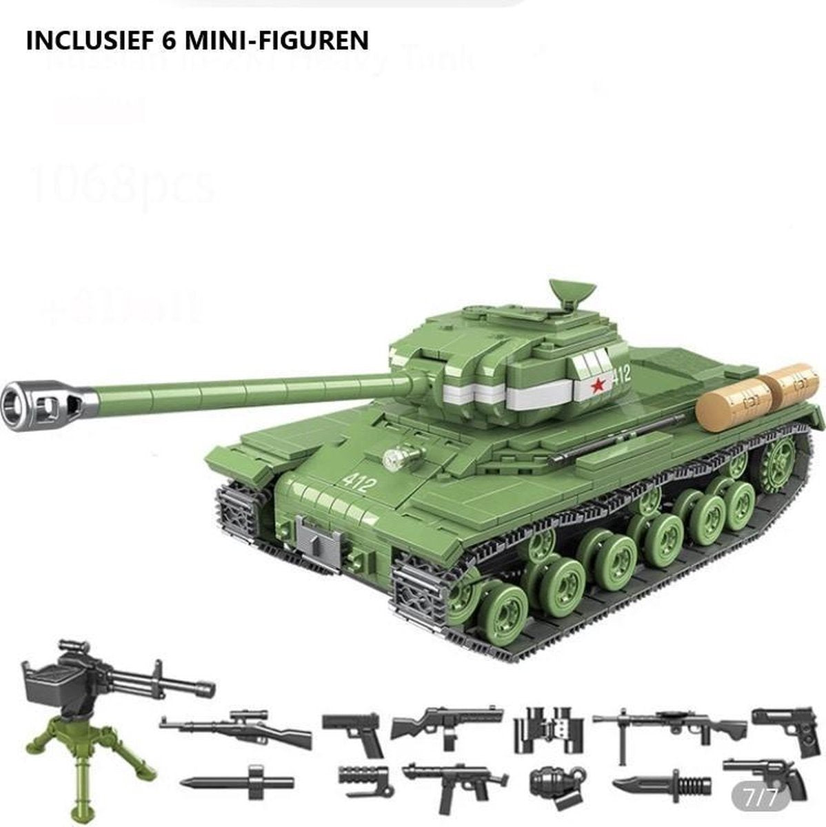 L06 - Russische IS-2M Zware Tank - 1063 onderdelen en 6 mini-figuren - WW2 Bouwstenen - Lego fit - WW2 - Soldaten - Militair - Tank - Army - Bouwstenen - Wapens - Geweren - Brick - Tweede Wereld Oorlog - Mini-figures - Leger - Duits - Navy Seals