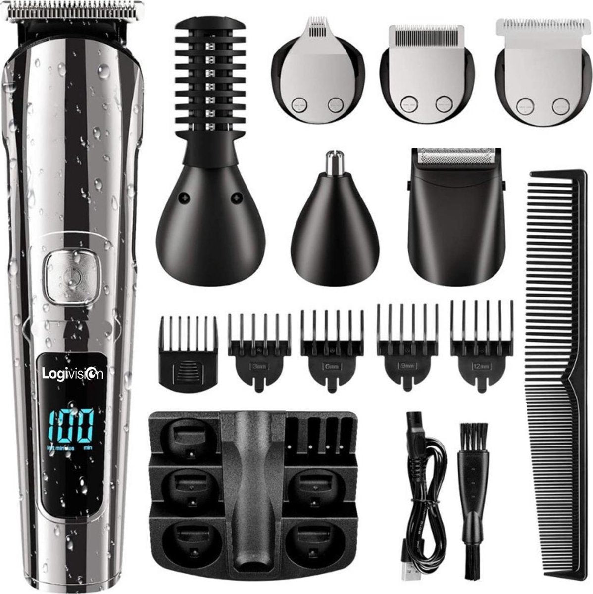 Logivision 11-Delige Professionele Tondeuse voor Mannen - Haartrimmer - Voor Hoofdhaar/Cheveux