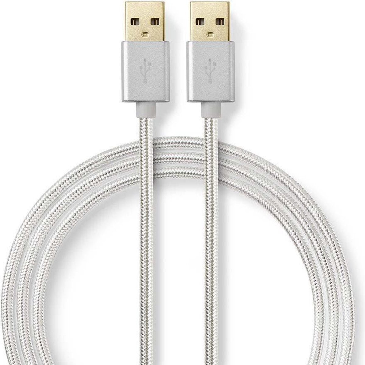 USB-Kabel | USB 2.0 | USB-A Male | USB-A Male | 480 Mbps | Verguld | 2.00 m | Rond | Gebreid / Nylon | Aluminium | Cover Window Box