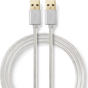 USB-Kabel | USB 2.0 | USB-A Male | USB-A Male | 480 Mbps | Verguld | 2.00 m | Rond | Gebreid / Nylon | Aluminium | Cover Window Box