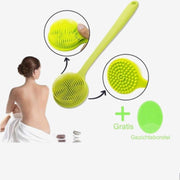 Siliconen Rugborstel | Scrub Borstel | Badborstel Douche Met Steel | Huidborstel | Dry Brush | Kunststof | Doucheborstel | Douchegel | Rug Massage | Gezichtsborstel | Blackhead Remover | Mee eters verwijderen | Rugscrubber | Rug Scrubber | Groen