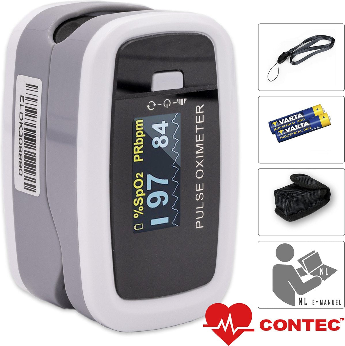 Contec - Saturatiemeter - Oximeter - Inclusief Batterijen - Medische Kwaliteit