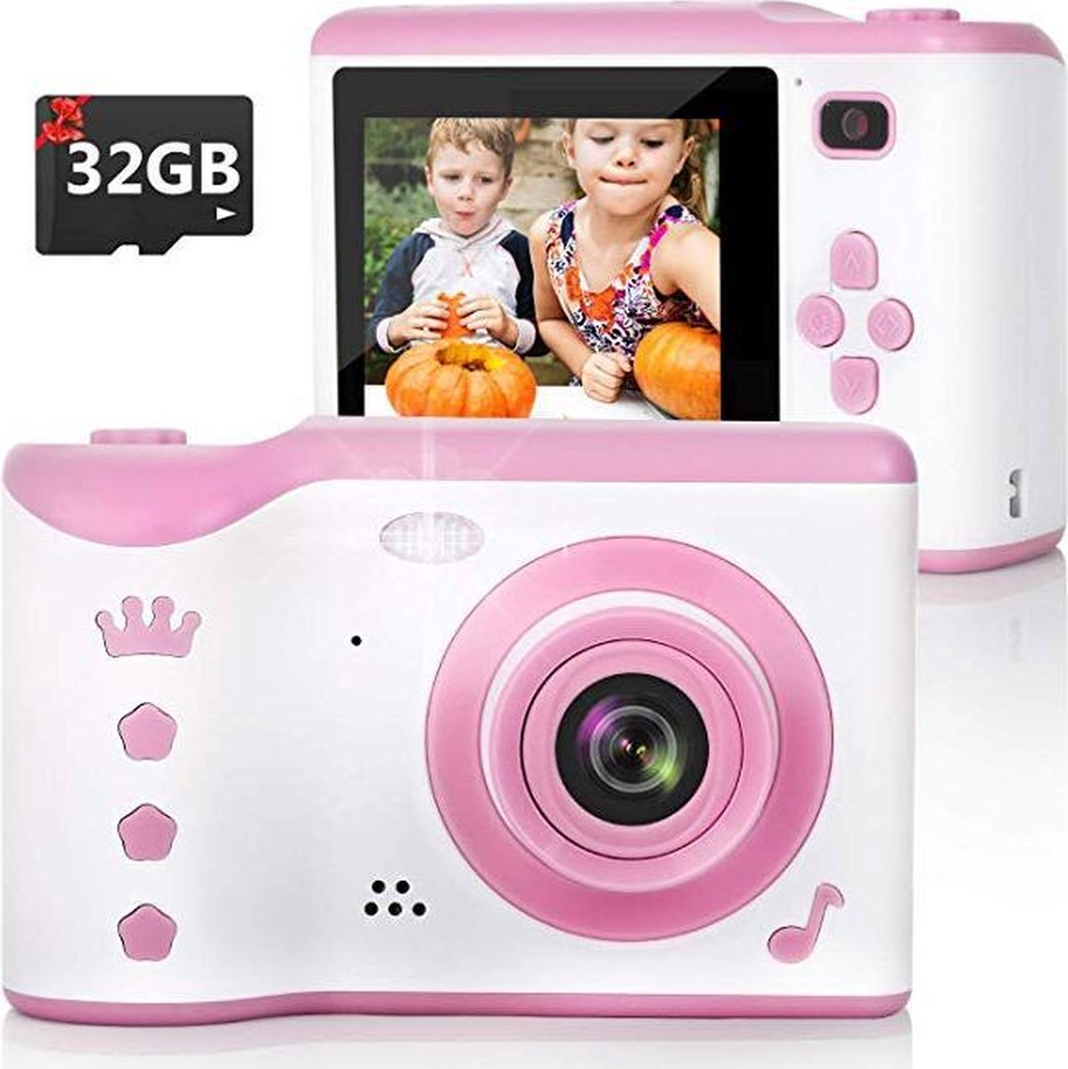 Jukxo Kindercamera Roze met Touchscreen en Flitser – Inclusief 32GB SD-kaart – Digitale Kindercamera -Kinderfototoestel - KinderCamera - Kinderspeelgoed - Speelgoed - Camera