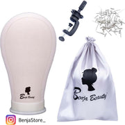 BenjaBeauty® Oefenhoofd|Mannequin hoofd|Pruikenhoofd|Pruikenstandaard|Pruiken dames| Pruik|Satijn|22 inch