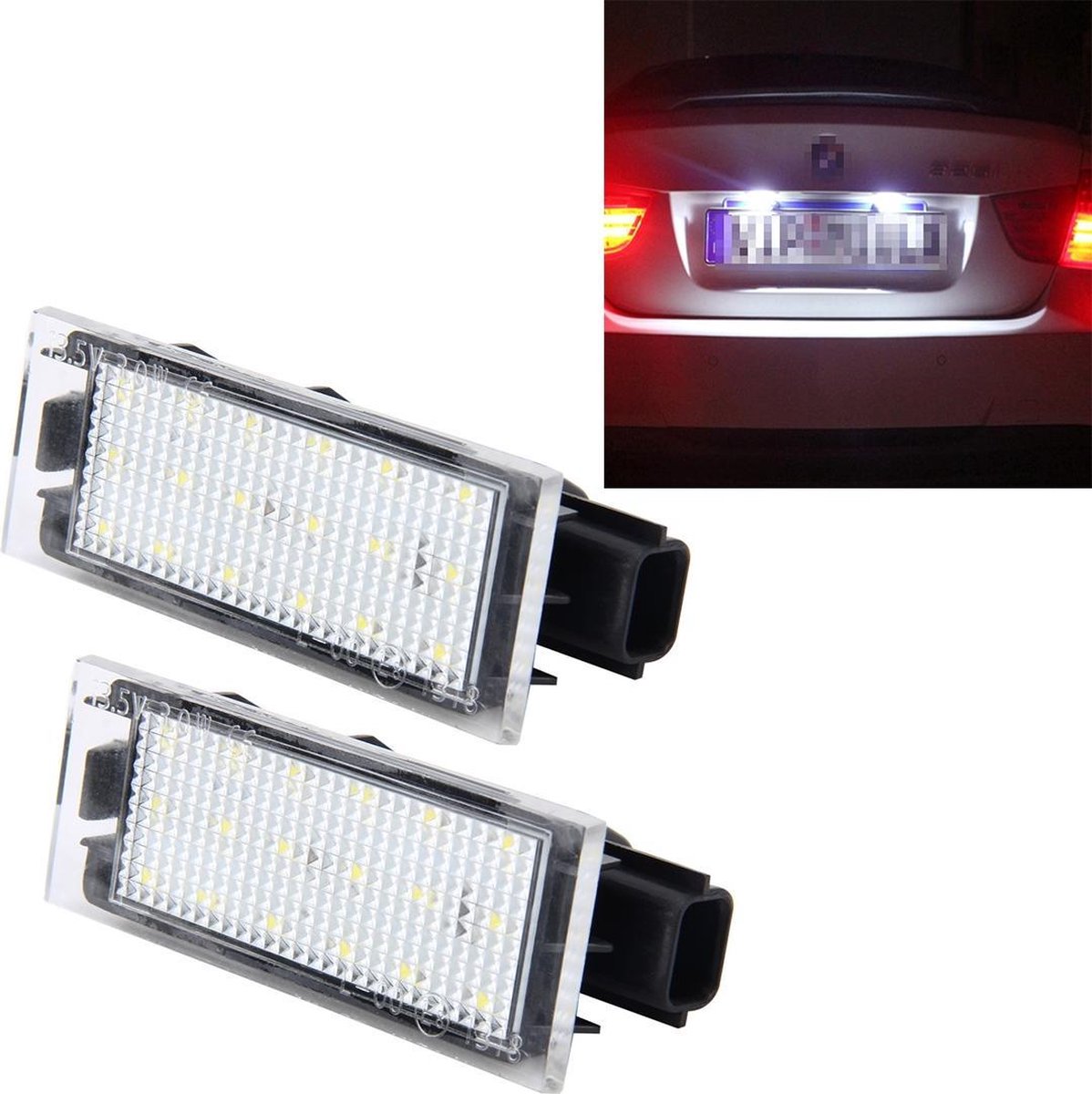 2 STUKS kentekenverlichting met 18 SMD-3528 lampen voor Renault
