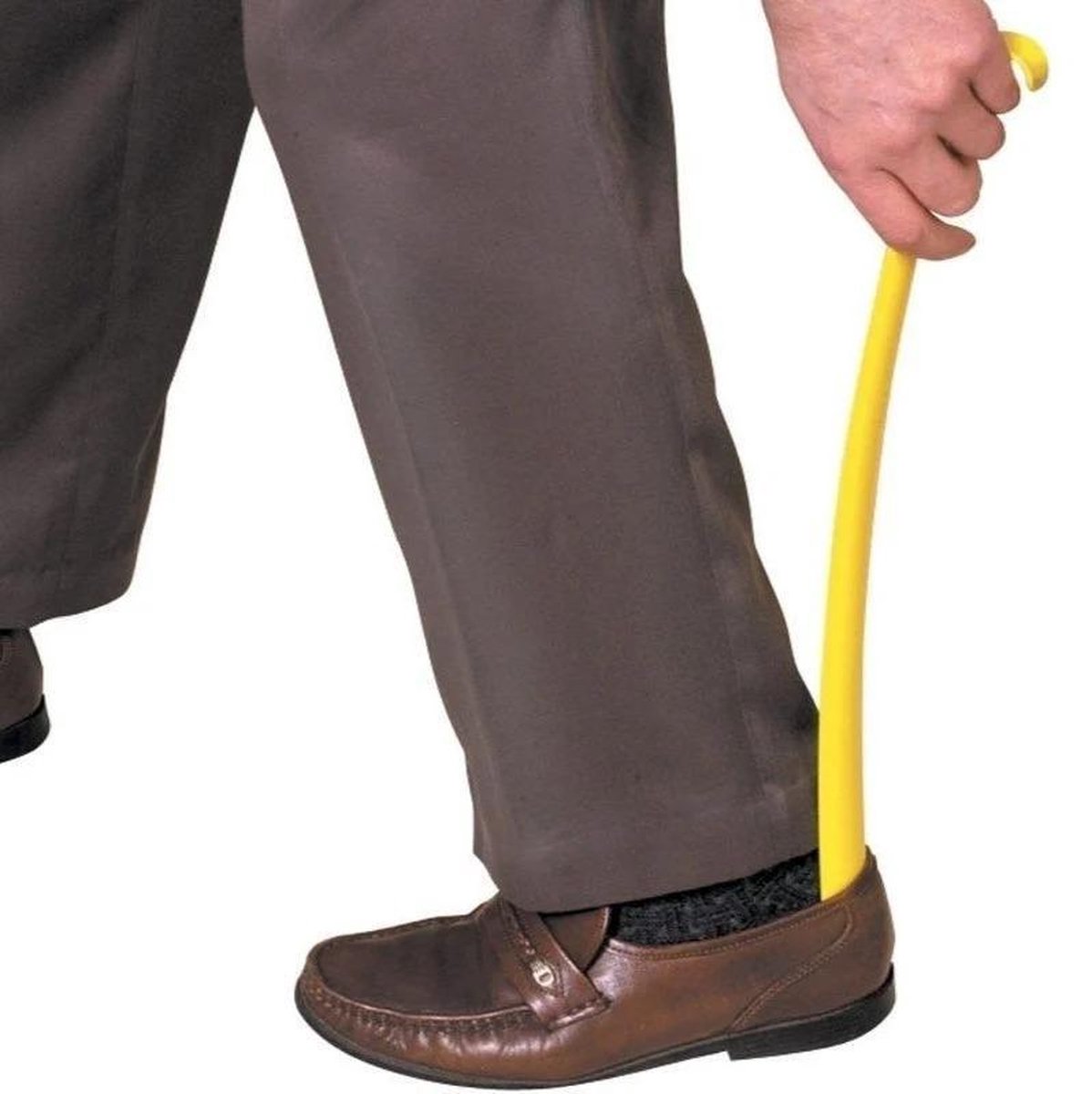 Schoenlepel kunststof met haak - Geel | Lengte 41cm | Able2