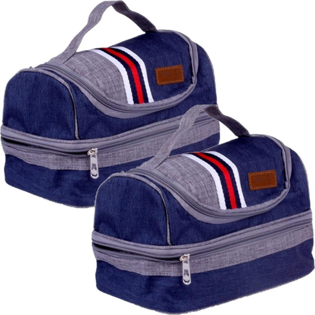 Set van 2x stuks kleine koeltassen voor lunch blauw 24 x 15 x 15 cm 5.4 liter - Koeltassen