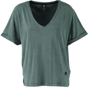 G-star balsam groen soepel zijdezacht shirt materiaalmix wijde mouwen diepe v-hals - loose fit - Maat S