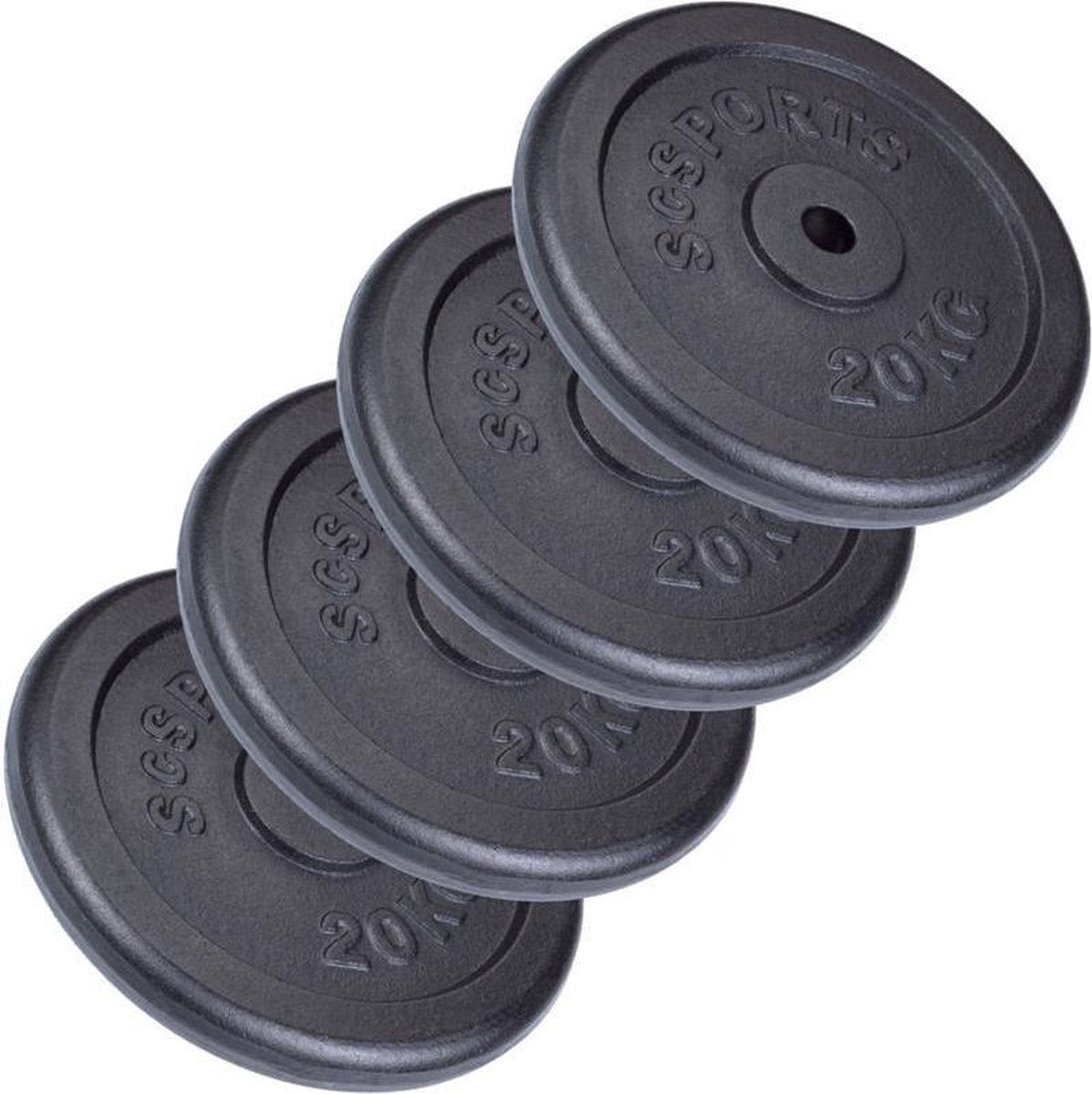 ScSPORTS® Halterschijven set 80 kg - 4 x 20 kg - Gietijzer - 30 mm - Gewichten