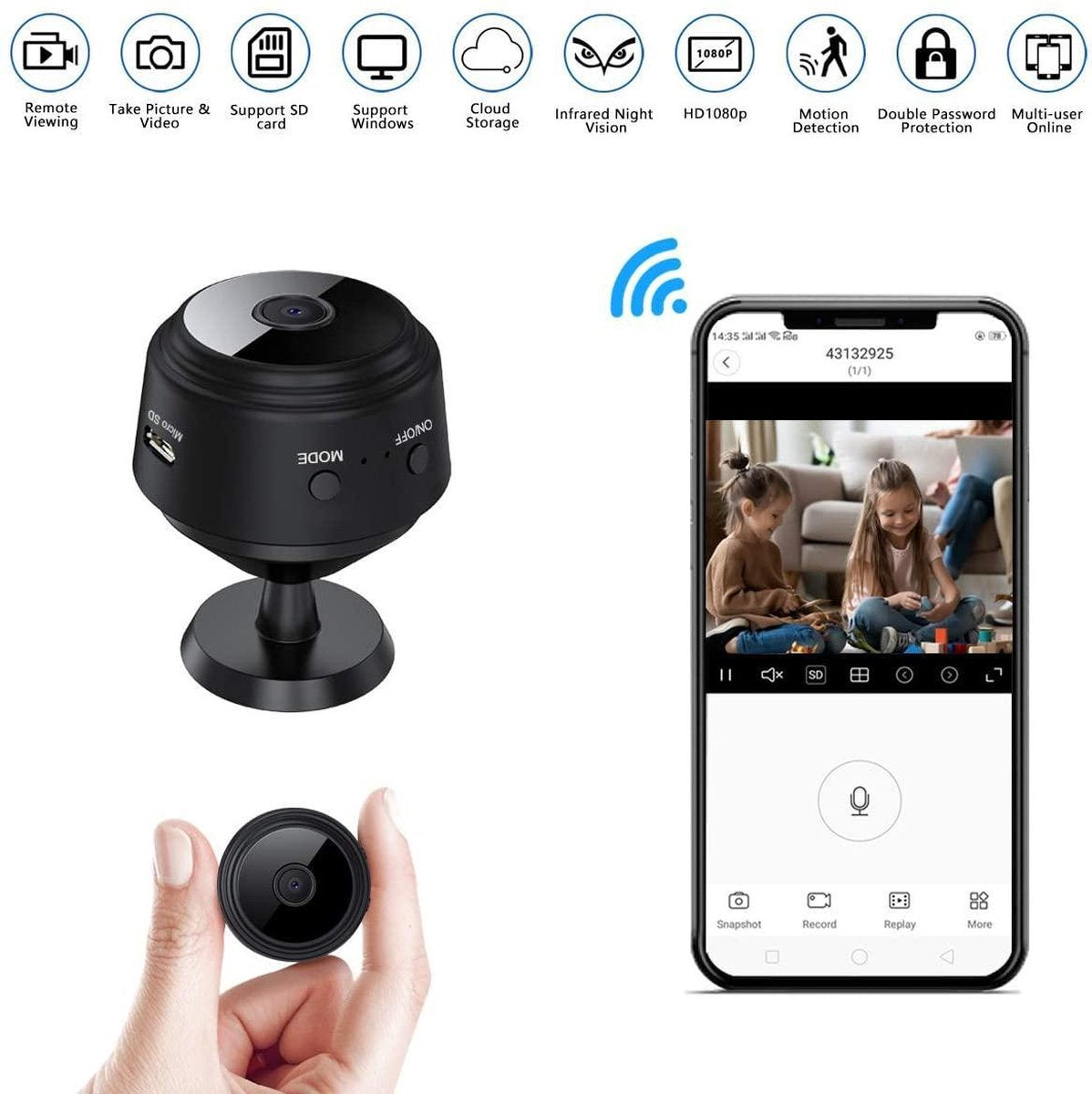 USB oplaadbare Micro Mini Spy bewaking beveiliging -camera- WiFi – HD-draadloos- 1080p