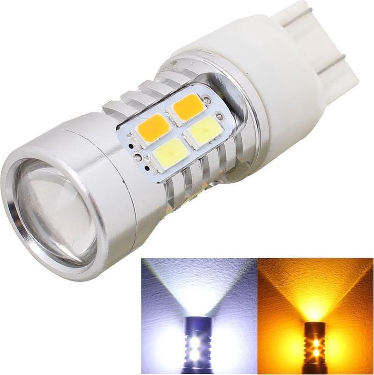 2 STKS T20 10 W 700LM Geel + Wit Licht Dual Draden 20-LED SMD 5630 Auto Remlicht Lamp