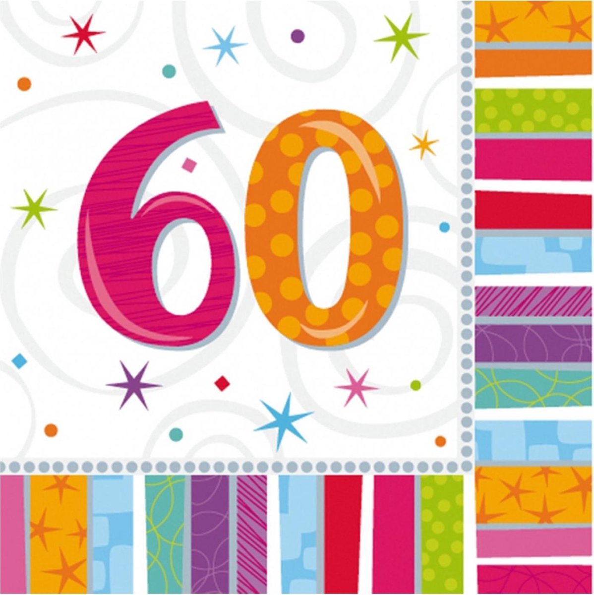 AMSCAN - 16 papieren servetten 60 jaar - Decoratie > Papieren servetten