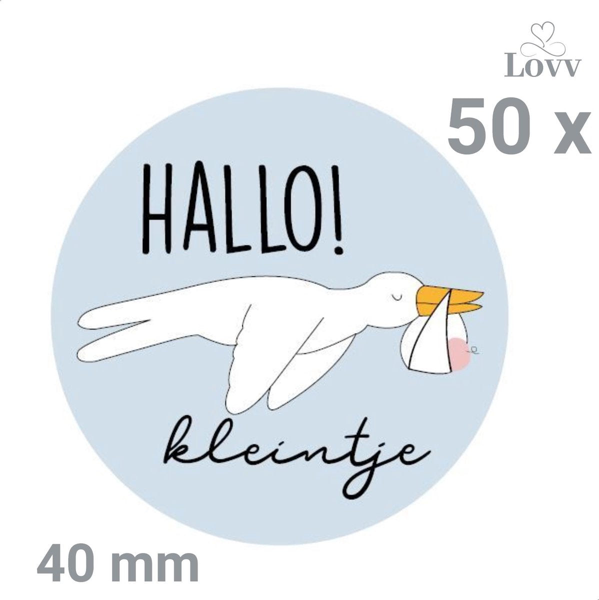 Sluitstickers-Geboorte Stickers-Sluitzegel-Sluitzegel Geboorte- Sluitstickers Geboorte-Hallo Kleintje-50 stuks- 40 mm