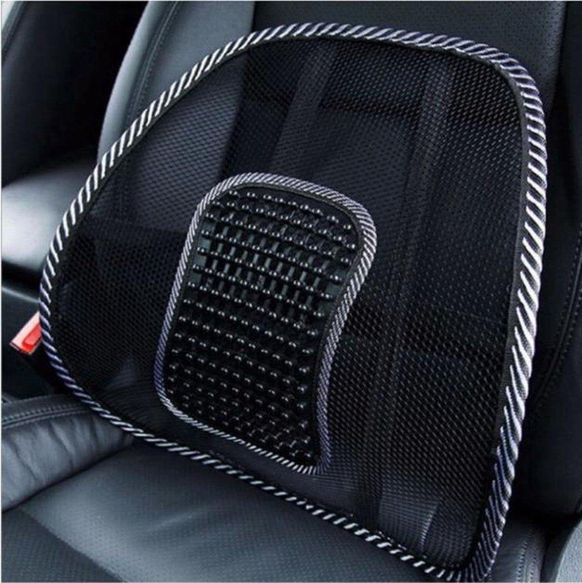 Doodadeals® | Ergonomische Rugsteun | Lendensteun | Rugsteun Auto | Rugsteun Bureaustoel | Massagebolletjes | Zwart | 1 stuk