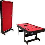 Cougar Hustle XL opklapbare Pooltafel hout/rood - 6ft. biljarttafel - Incl. accessoires