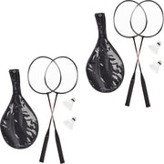 relaxdays badmintonset - 4 badminton rackets met 4 shuttles  - draagtas met schouderband