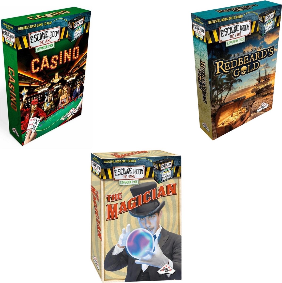 Escape Room Uitbreidingsbundel - 3 Stuks - Casino & The Magician & Redbeard's Gold