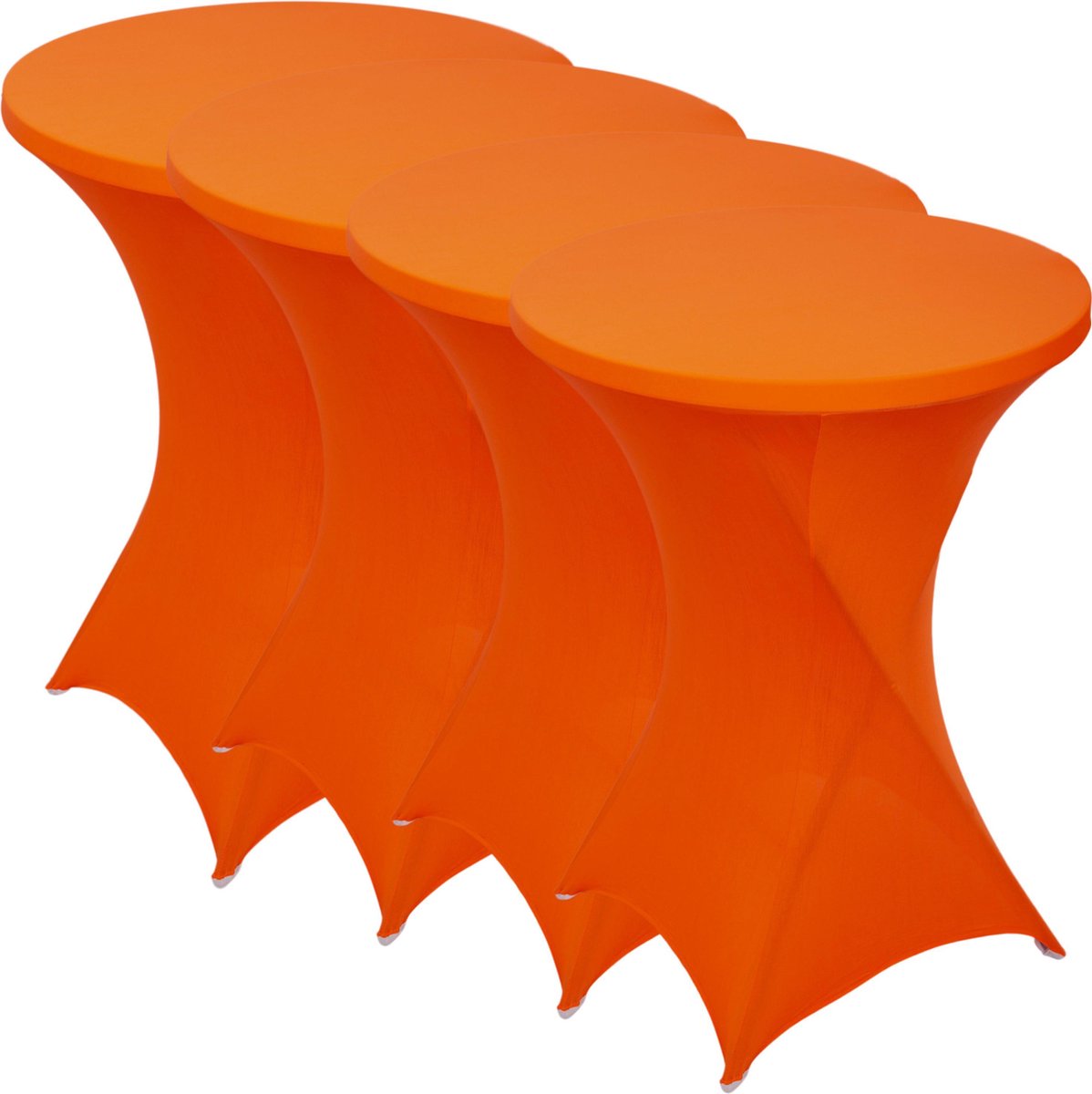 Statafelrok Luxe Oranje x 4 - Statafel Tafelrok - Statafelhoes - Stretch –  ∅80 x 110 cm – geschikt voor Horeca Evenementen | Sta Tafel Hoes | Statafel | Staantafelhoes | Cocktailparty | Trouwerij | Sta-tafel rok – 4 stuks - SET VAN 4