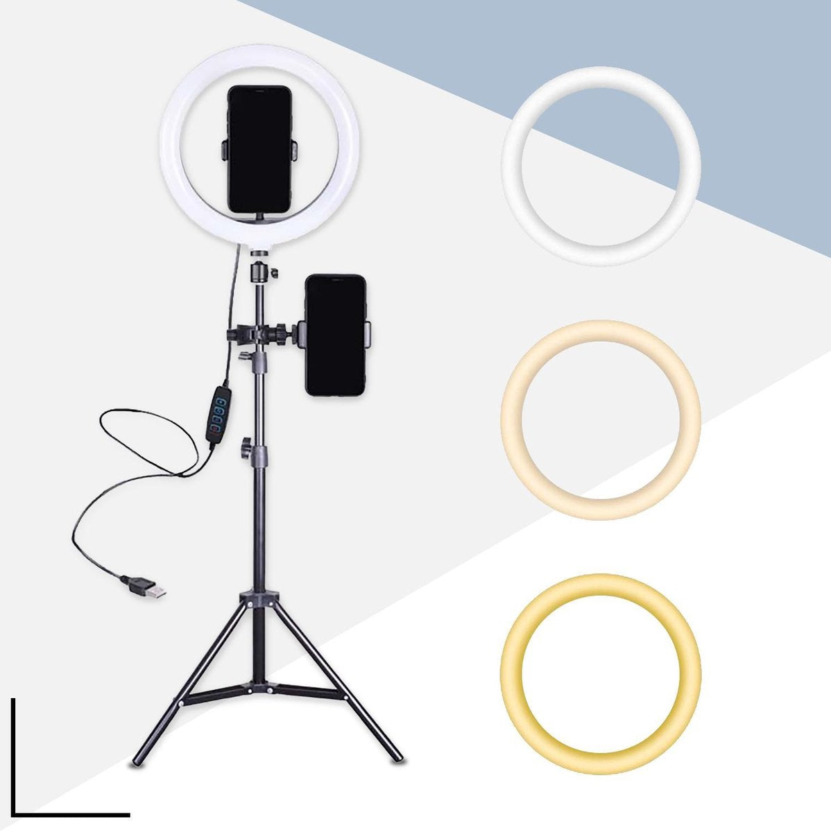 Picca 10 inch ringlamp set - led ringlight - studiolamp - fotostudio - TikTok lamp - met statief - 160 cm