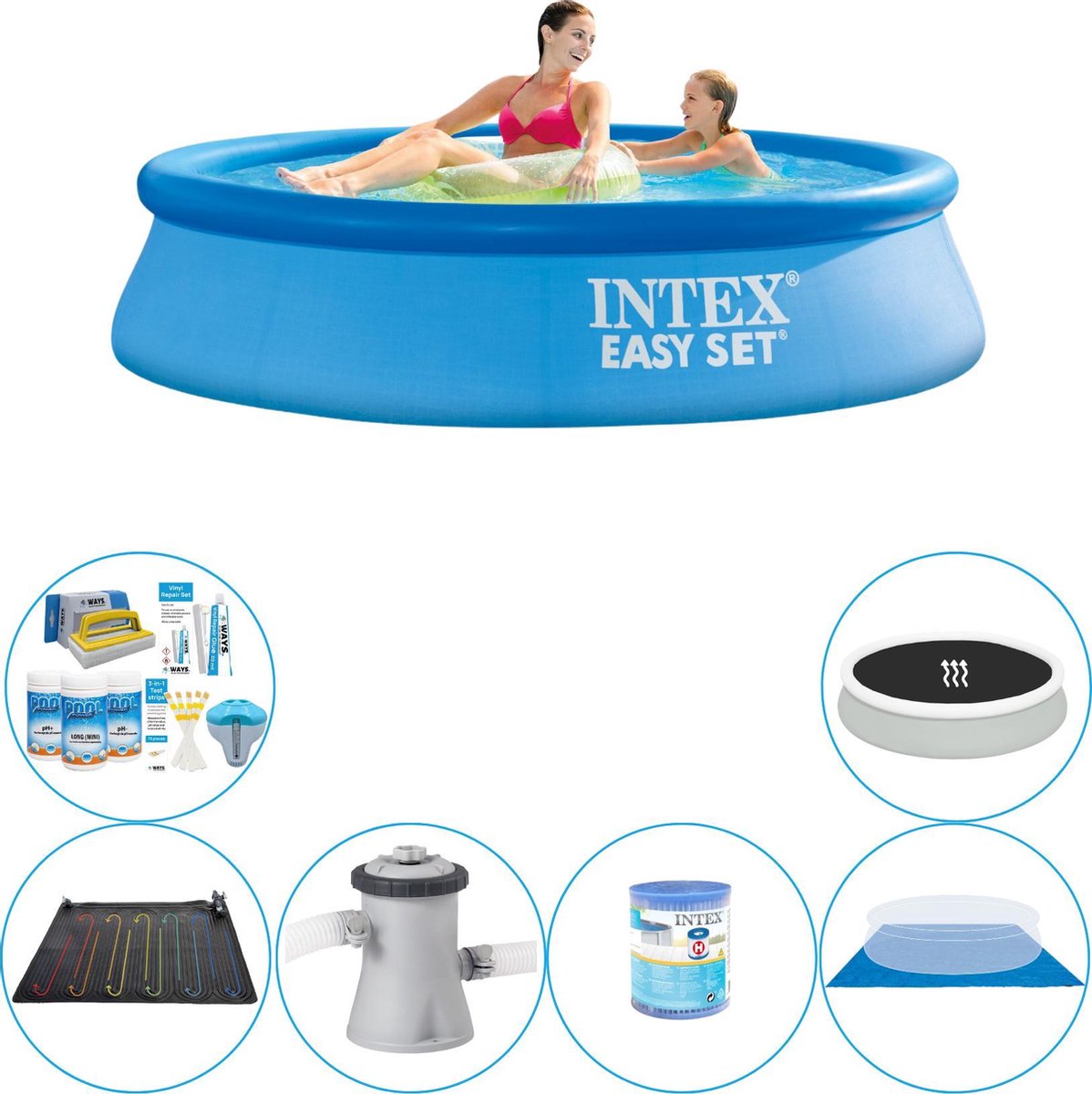 Zwembad Combinatie Deal - Intex Easy Set Rond 244x61 cm