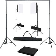Fotostudio set - Fotografie - Met softboxlampen - En achtergrond - Zwart