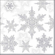 20x Servetten winter sneeuwvlokken thema wit/zilver 33 x 33 cm -  papieren diner / buiten BBQ / gourmet servetten