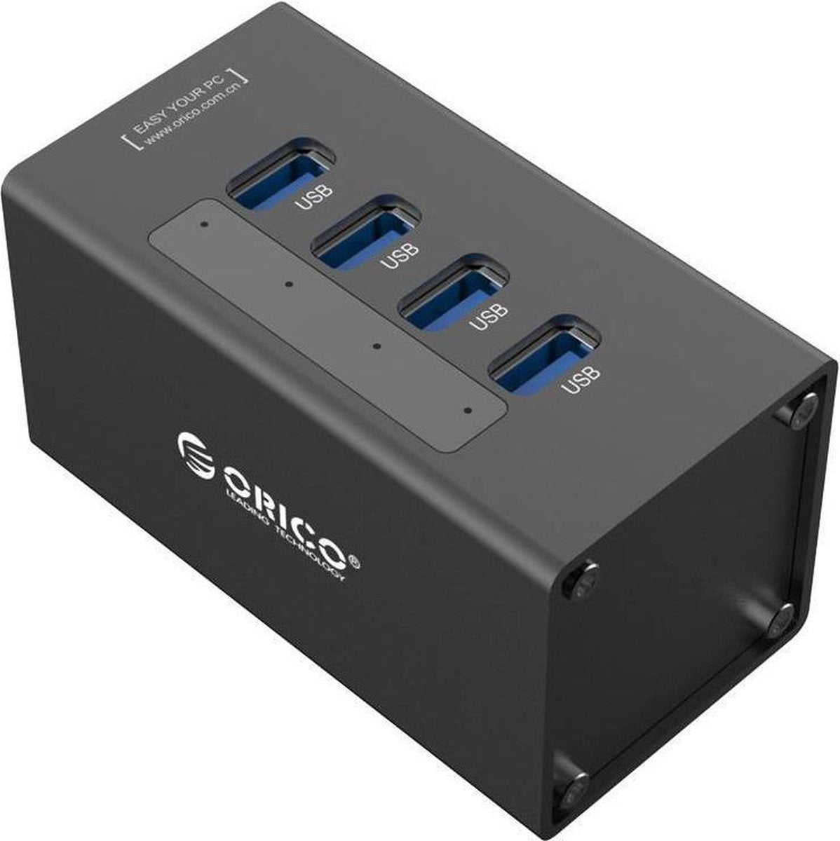 Orico USB hub met 4 poorten - USB3.0 - externe 12V voeding / zwart - 1 meter