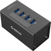 Orico USB hub met 4 poorten - USB3.0 - externe 12V voeding / zwart - 1 meter