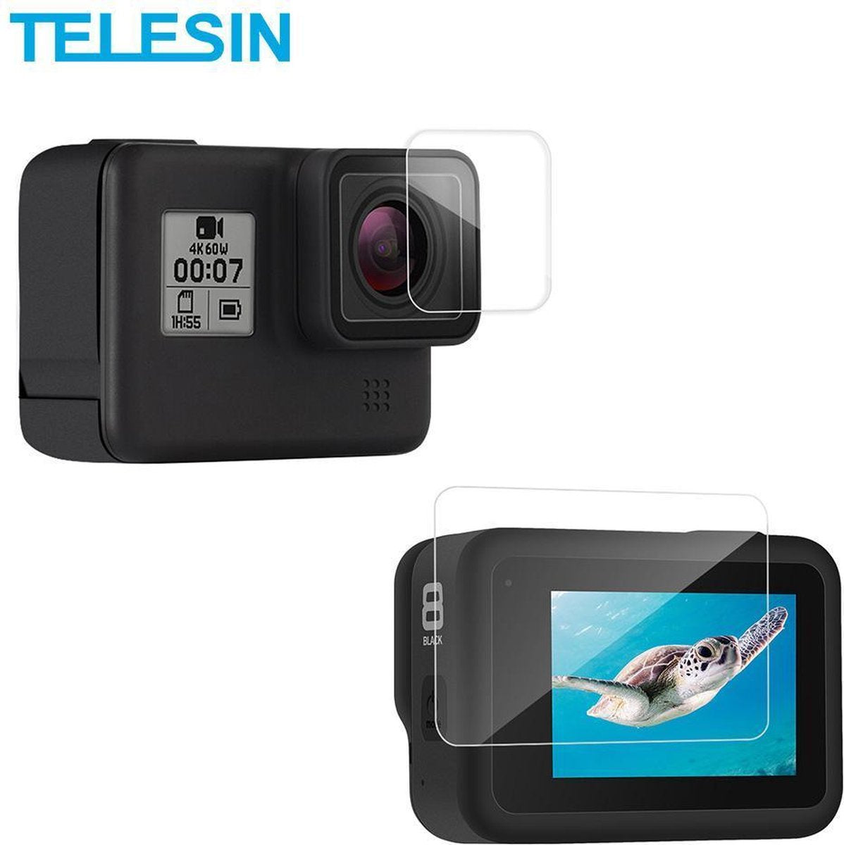 PRO SERIES 1x HD 2.5D Gehard Glas Screenprotector + 1x Lens Protector voor GoPro Hero 8