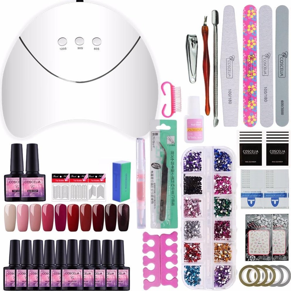 XL Gelnagels Starterspakket | 36 Watt UV LED Nagel Lamp | 10 Kleuren Gellak | Nagel Boor
