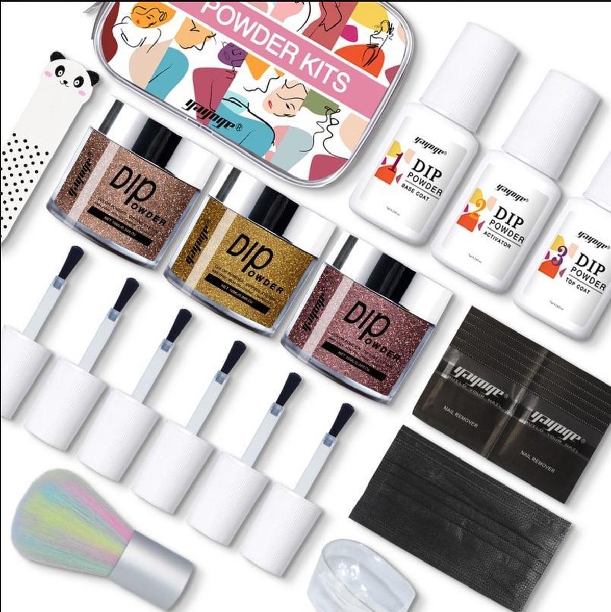 Yayoge dip powder nagels kleur brown serie dipping powder dip powder dip poeder starterskit dip nagels nail art