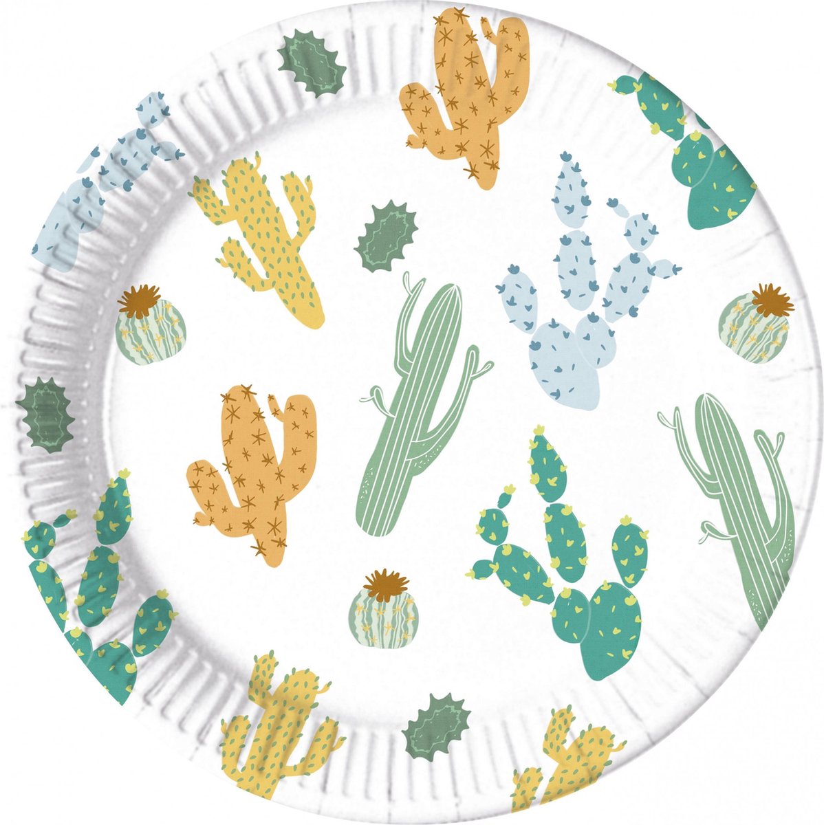 Procos Feestborden Cactussen 23 Cm Karton Wit/groen 8 Stuks