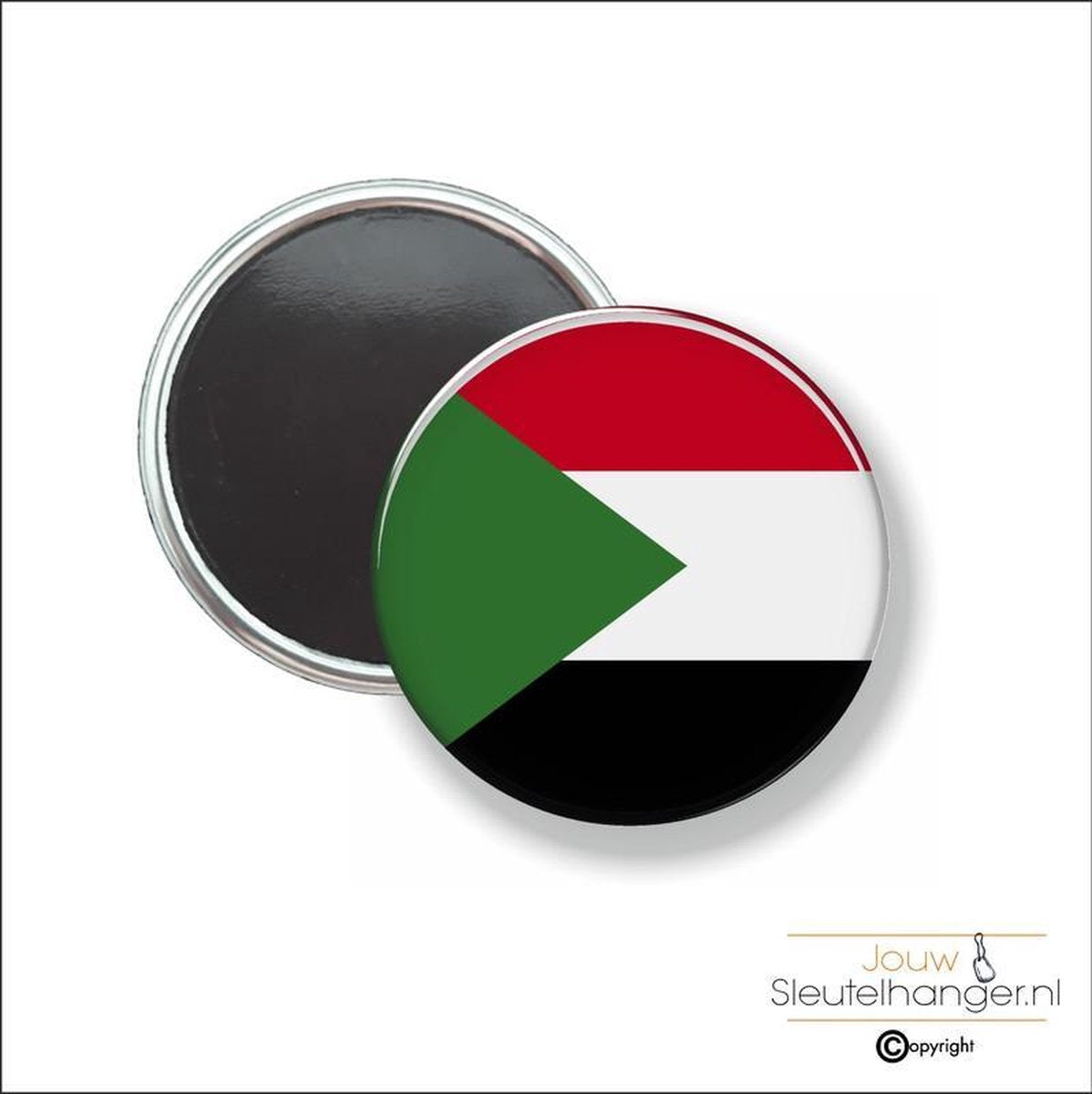 Button Met Magneet 58 MM - Vlag Soedan