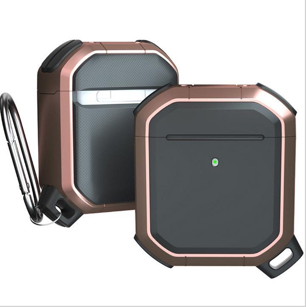Apple Airpods 1 en 2 Armor Case - TPU - Sleutelhanger - Hardcase - Apple Airpods - Rose Goud