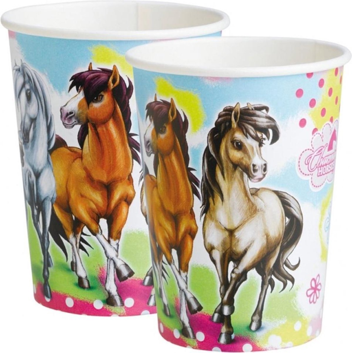 AMSCAN - 8 kartonnen bekertjes Charming Horses - Decoratie > Bekers
