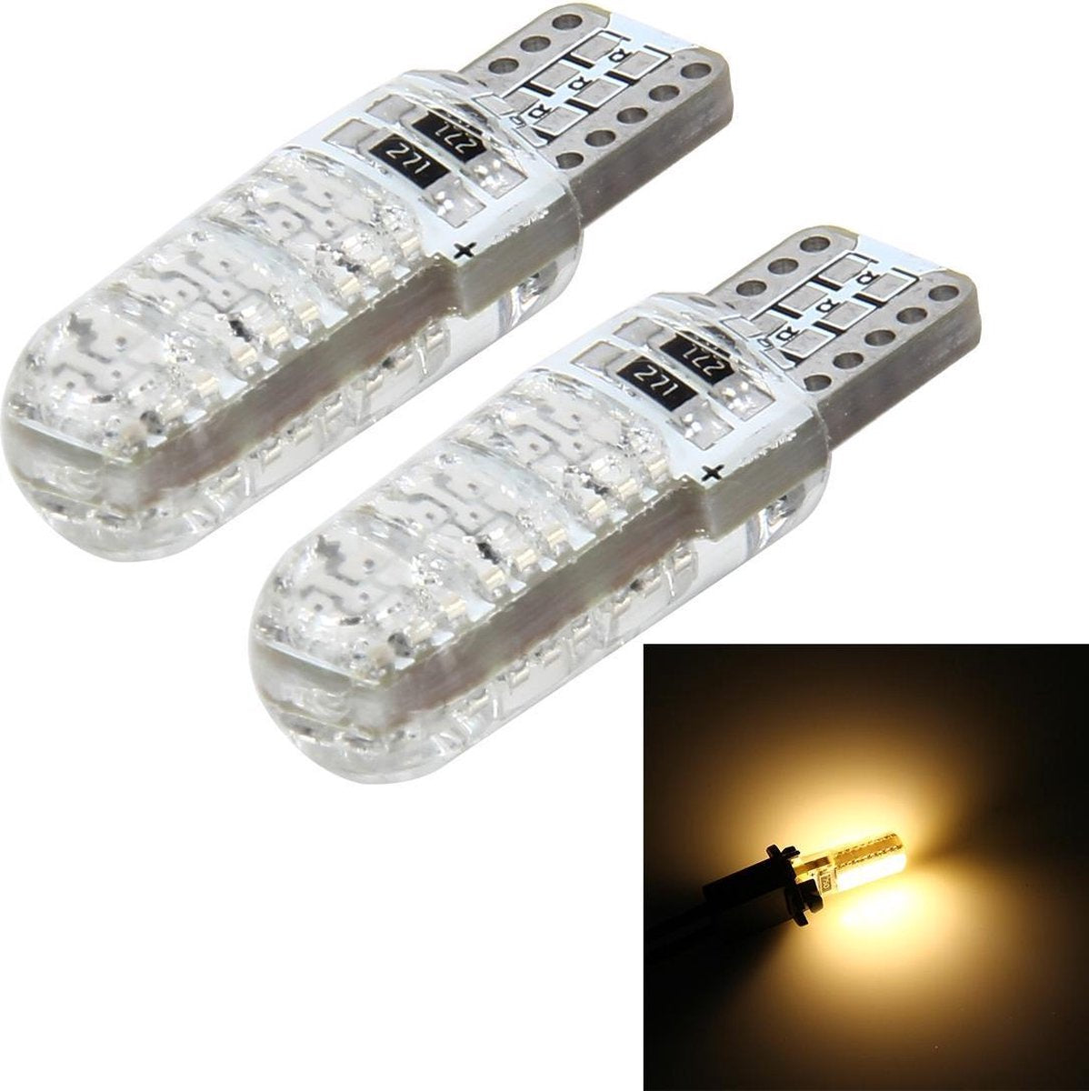 2 STKS T10 3 W 300LM Geel Licht Siliconen 6 LED SMD 5050 Auto Ontruimingslampen Lamp