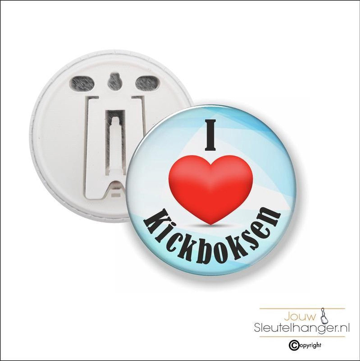 Button Met Clip 58 MM - I Love Kickboksen