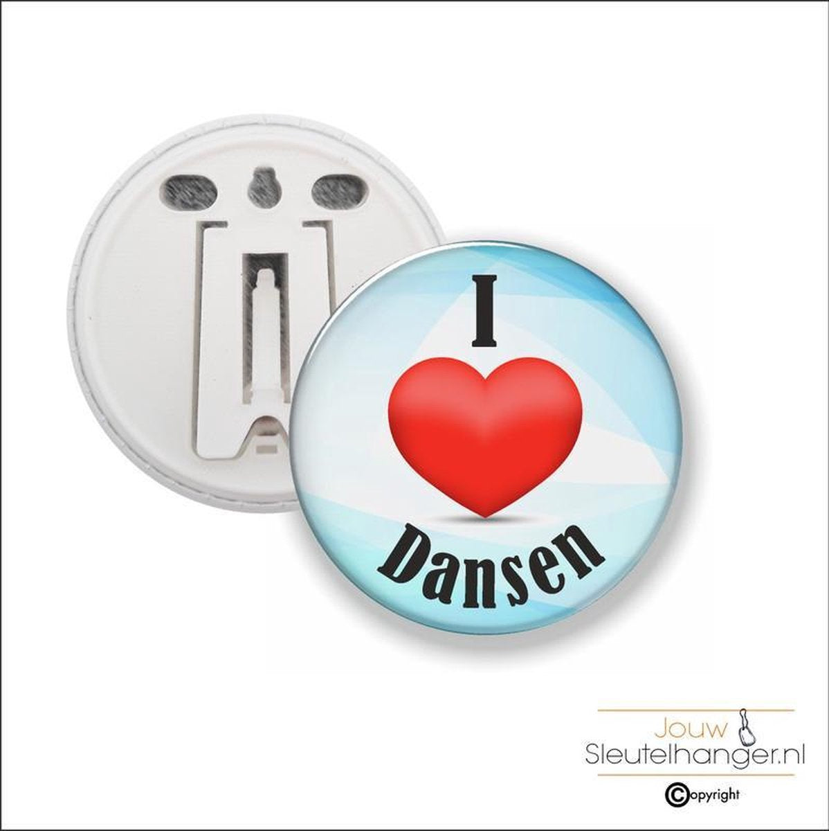 Button Met Clip 58 MM - I Love Dansen