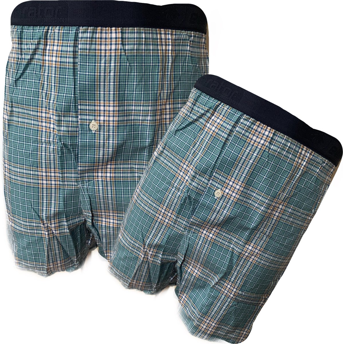 Embrator 2-stuks mannen Boxershort geweven katoen groen/blauw/oker 4XL