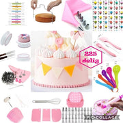 Meest Luxe complete taartset XL Roze: Taart Decoratie set - Bakset - Taart bakken - Decoreren - Verjaardag - Taarten - Cupcakes - Taartdecoratie - Bakbenodigdheden - Verjaardagstaart -Versiering - Cake - plateau - Taartstandaard