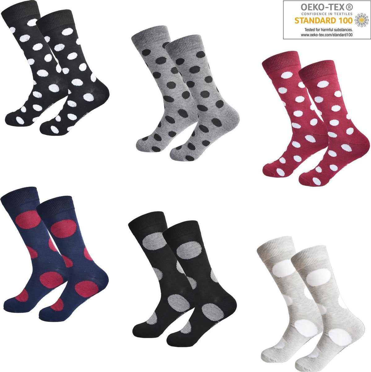 Dames sokken met rondjes 12 pack 35-38