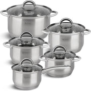 Edënbërg Classic Line - Luxe Pannenset - RVS - 10 delig - 5-laags bodem