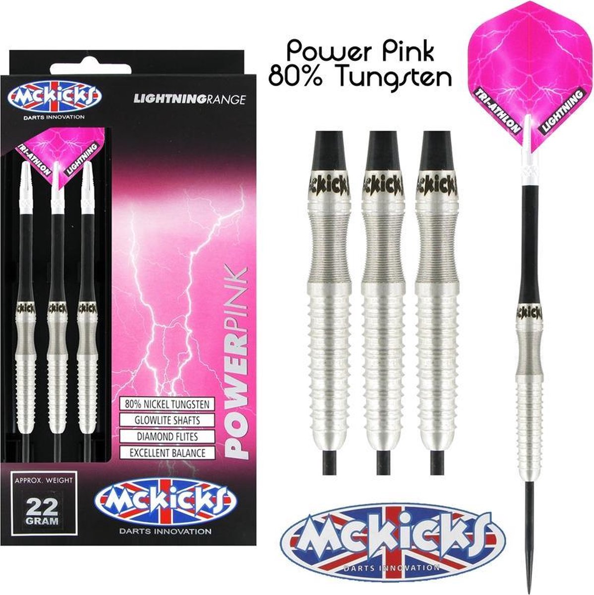 McKicks Power Pink 80% Dartpijlen 22 - 24 Gram - 24 gram
