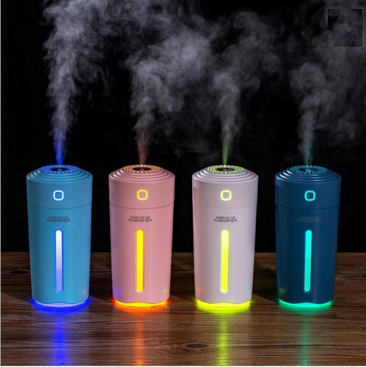 Hummi Starry (Navy Blauw) - Geur Verspreider - USB Humidifier - Luchtreiniger - Luchtbevochtiger - Aromatherapie - Diffuser Aromatherapie - Led Verlichting - Diffuser - Diffuser Aroma