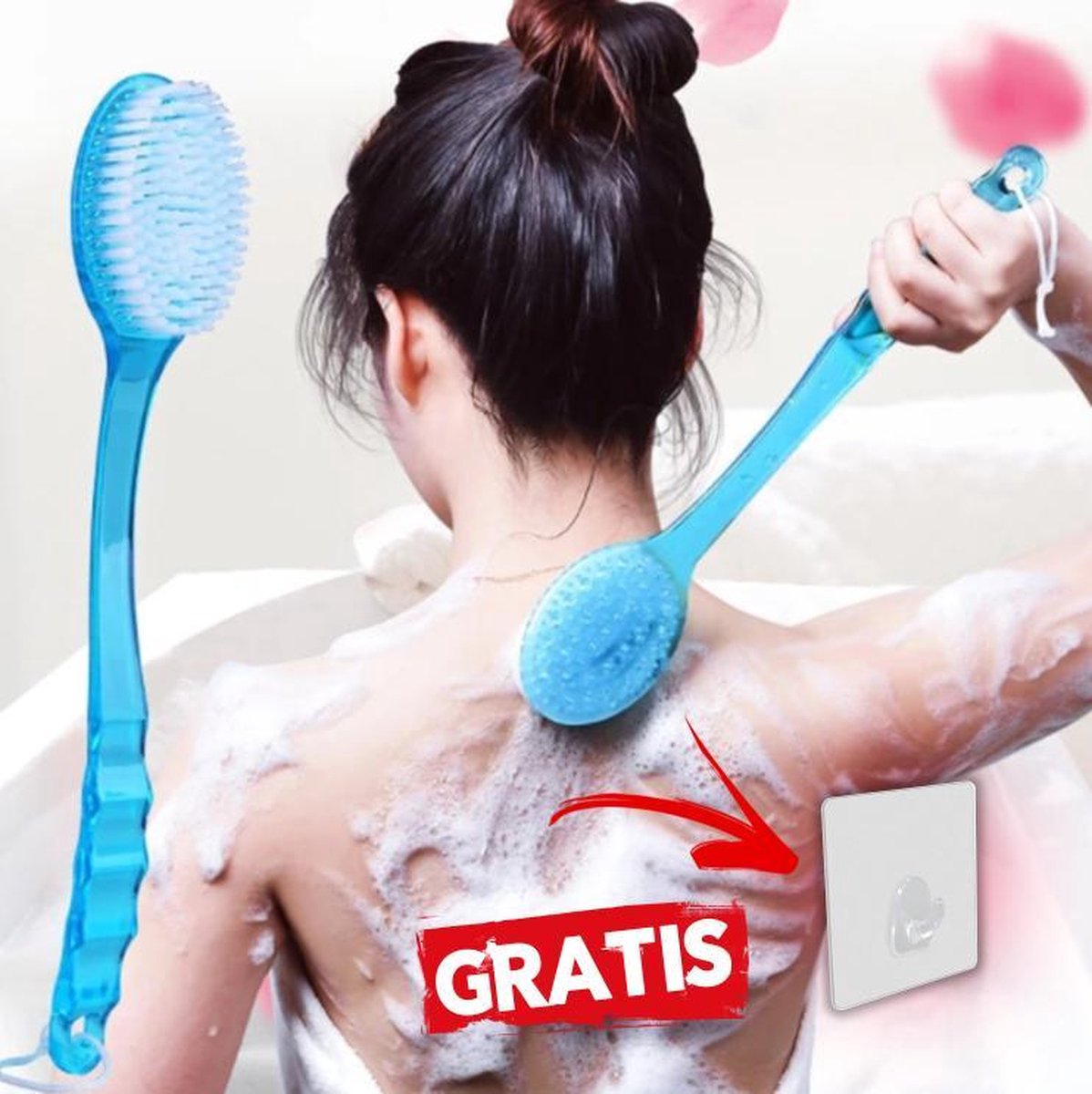 De rug borstel voor jou! + GRATIS Haakje Zacht & harde kant borstel