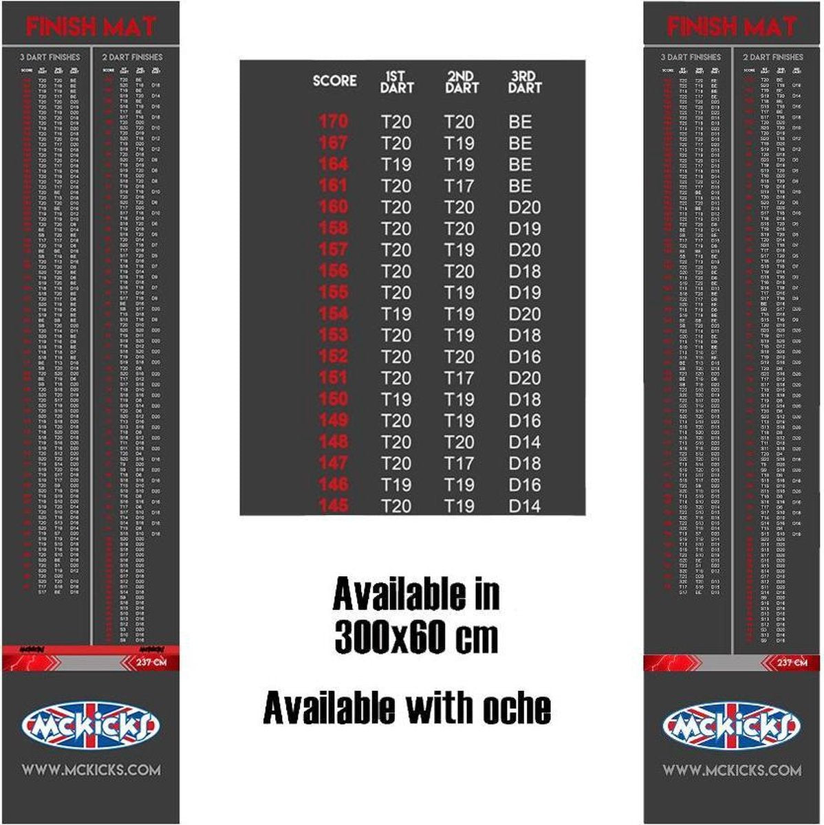Mckicks dartmat 60x300cm