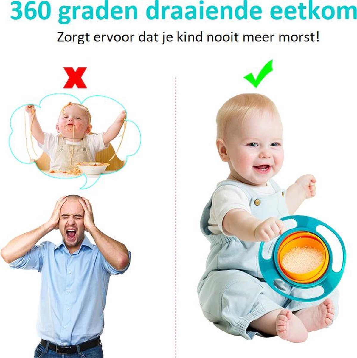 HMerch™ Anti Mors Bakje – Je kind zal nooit meer knoeien of morsen - Baby Kom - Eetbakje - Babyvoeding - Kinderen - Spill Proof - Eetbakje - Groen